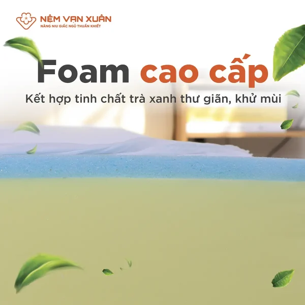 nệm foam trà xanh cao cấp lavender organic aerofoam