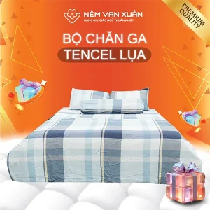 bộ chăn ga tencel lụa karo xanh