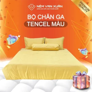 bộ chăn ga tencel màu vàng