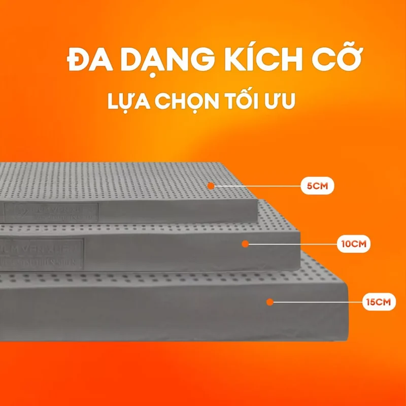 kích thước nệm cao su than hoạt tính