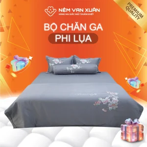 bộ chăn ga phi lụa xám 2